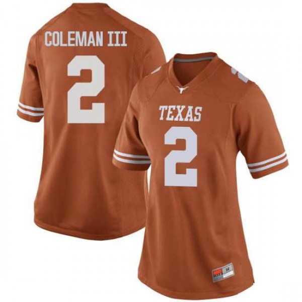 Women's University of Texas #2 Matt Coleman III Replica Official Jersey Orange